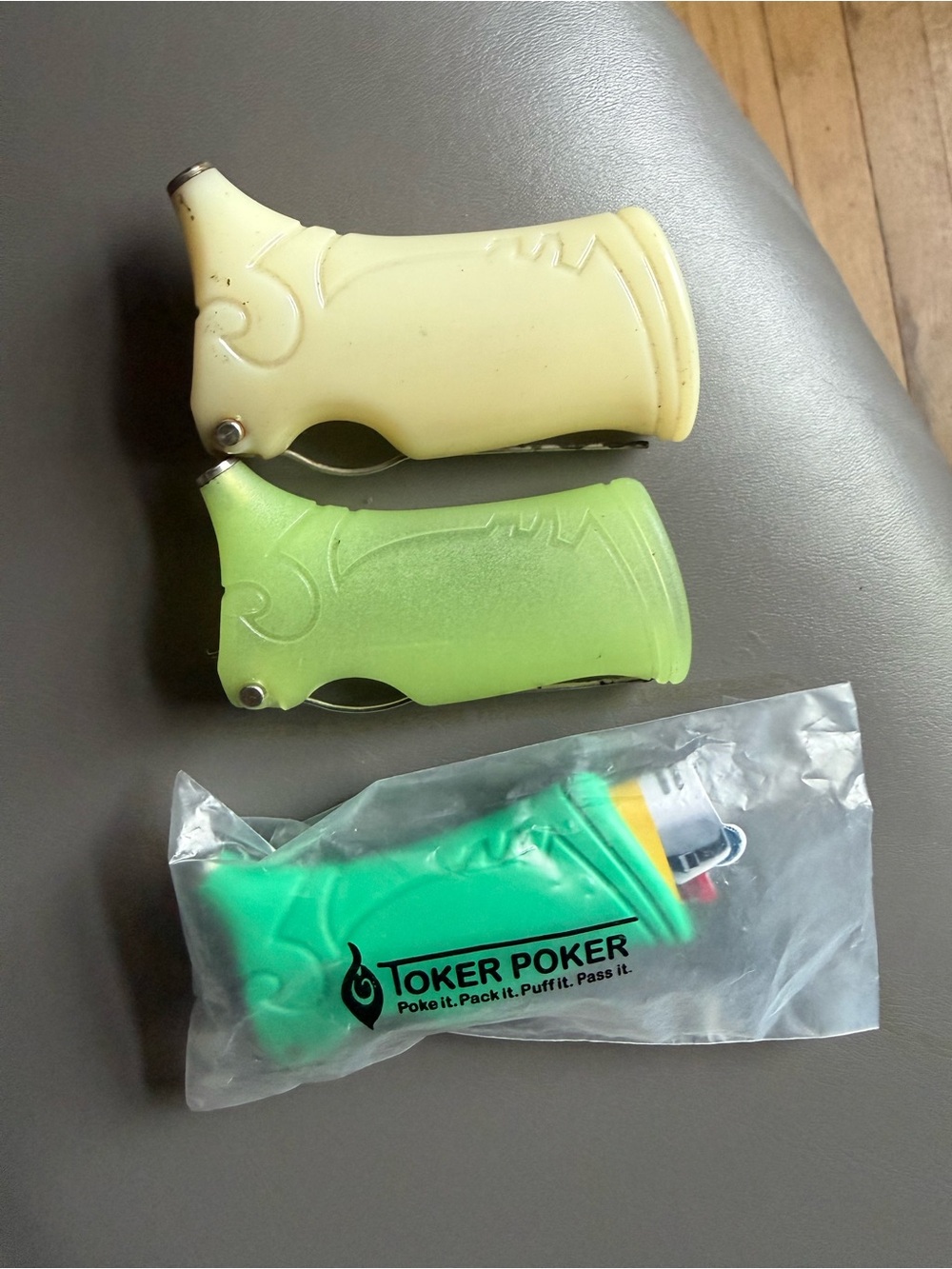 Toker Poker Silicone Lighter Case Sleeve - Green, Glow in the dark, and Pearl